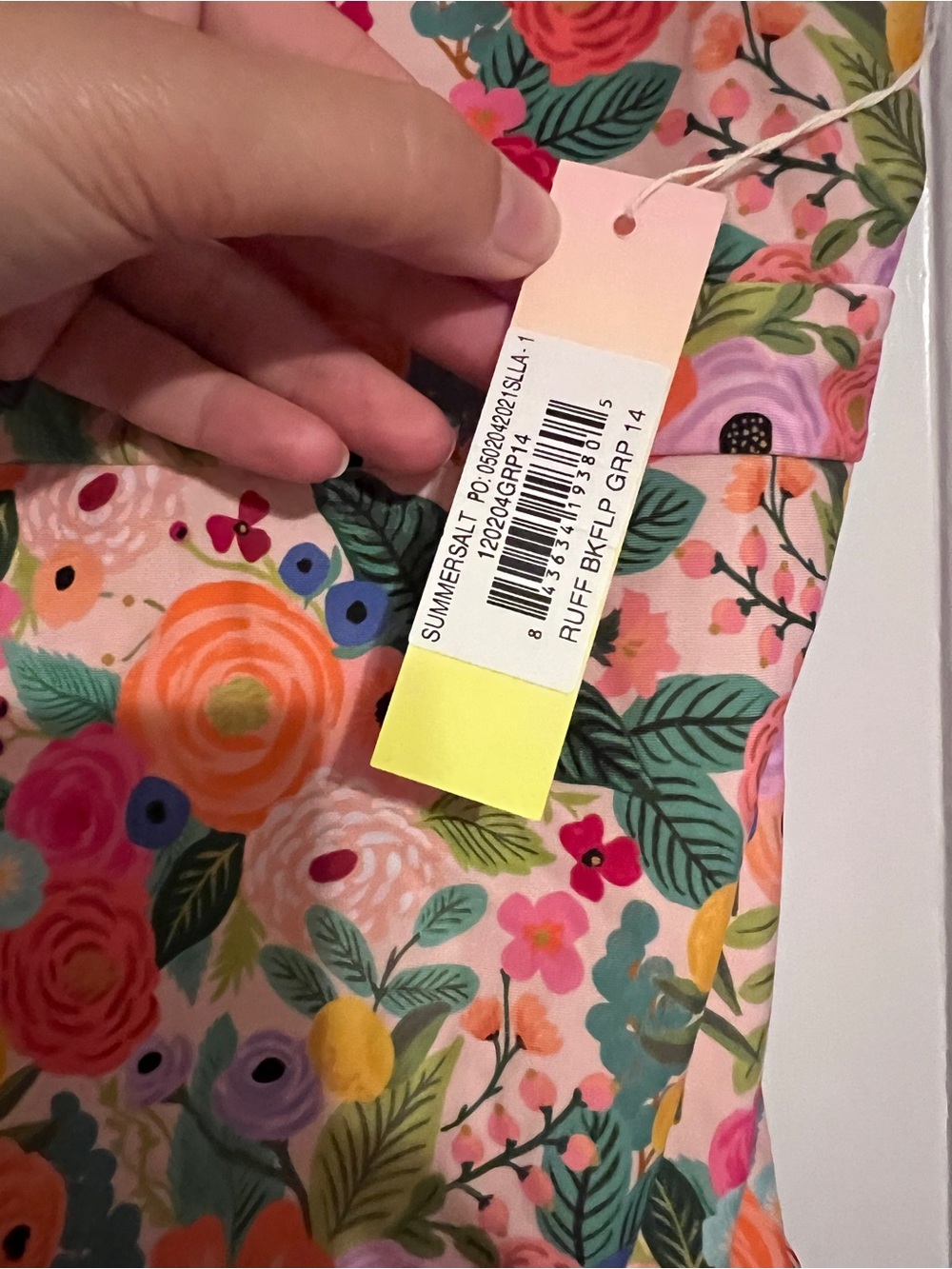 summersalt Floral Ruffle One-Piece Swimsuit in Pink, Orange, Green - Picture 3 of 7